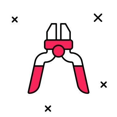 Doldurulmuş pense aracı simgesi beyaz arkaplanda izole edildi. Pense endüstriyel mekanik su tesisatında çalışıyor. Vektör