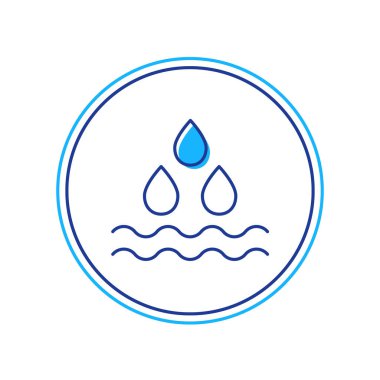 Doldurulmuş ana hatlı su bırakma simgesi beyaz arkaplanda izole edildi. Vektör