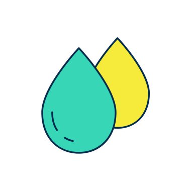 Doldurulmuş ana hatlı su bırakma simgesi beyaz arkaplanda izole edildi. Vektör