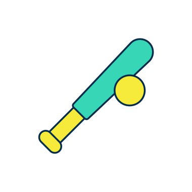 Beyzbol sopasıyla doldurulmuş ve beyaz zemin üzerinde top ikonu var. Vektör