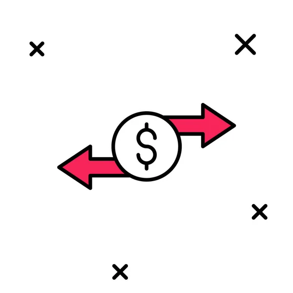 Gevulde Omtrek Geld Wisselen Pictogram Geïsoleerd Witte Achtergrond Contant Overdrachtssymbool — Stockvector