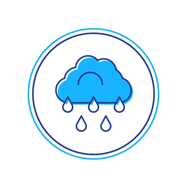 Gefüllte Umrisswolke Mit Regensymbol Auf Weißem Hintergrund Regenwolken Mit Regentropfen — Stockvektor