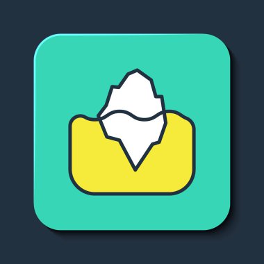 Doldurulmuş Iceberg simgesi mavi arkaplanda izole edildi. Turkuaz kare düğme. Vektör