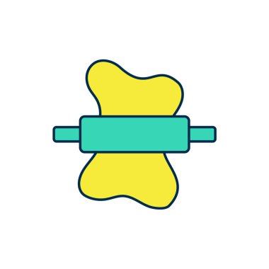 Beyaz arka planda izole edilmiş hamur ikonu üzerinde yuvarlanan pin. Vektör