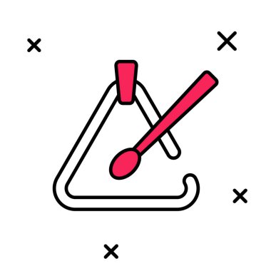 Doldurulmuş Üçgen müzik aleti simgesi beyaz arkaplanda izole edildi. Vektör