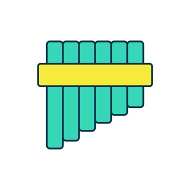 Doldurulmuş Pan flüt simgesi beyaz arkaplanda izole edildi. Geleneksel Peru müzik aleti. Peru, Bolivya ve Meksika 'dan halk enstrümanı. Vektör