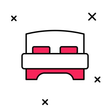 Beyaz arka planda izole edilmiş iki ya da bir kişi için büyük yatak. Vektör