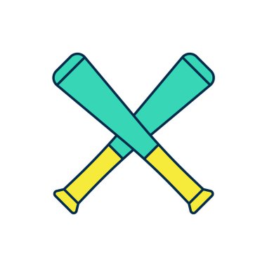 Beyaz arka planda izole edilmiş çapraz beysbol sopası simgesi. Vektör