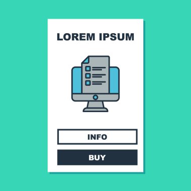 Çevrimiçi sorgulama, test, inceleme ya da kontrol listesi ikonu turkuaz arka planda izole edildi. Sınav listesi. E-eğitim konsepti. Vektör