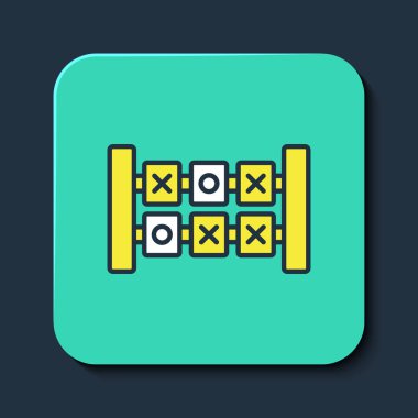 Mavi arka planda izole edilmiş anaokulu ikonu için Eğitim Mantık Oyunu doldurulmuş. Çocuk faaliyet listesi. Küplerin sayısını say. Turkuaz kare düğme. Vektör