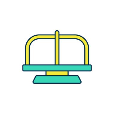 Beyaz arkaplanda izole edilmiş ana hatlı atlıkarınca simgesi. Eğlence parkı. Çocuklar için eğlence parkı, eğlence parkı. Vektör