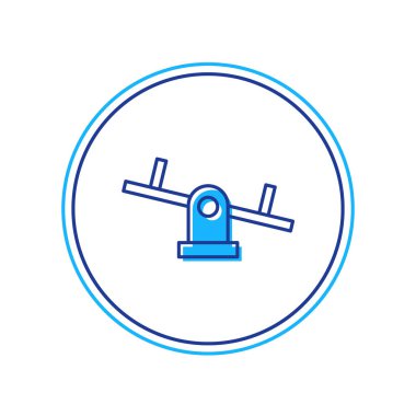 Doldurulmuş ana hatlı Tahterevalli simgesi beyaz arkaplanda izole edildi. Tahterevalli eşit yönetim kurulu. Oyun alanı sembolü. Vektör