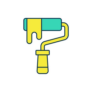 Doldurulmuş ana hatlı boya fırça simgesi beyaz arkaplanda izole edildi. Vektör