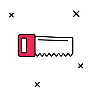 Doldurulmuş El testeresi simgesi beyaz arkaplanda izole edilmiş. Vektör