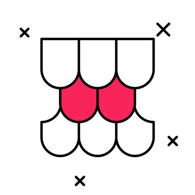 Doldurulmuş çatı kiremit simgesi beyaz arkaplanda izole edildi. Vektör
