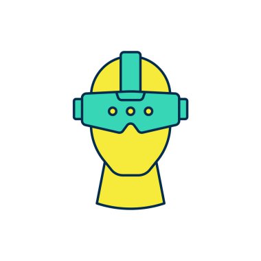 Doldurulmuş Sanal gerçeklik gözlüğü simgesi beyaz arkaplanda izole edilmiş. Stereoskopik 3D VR maskesi. Optik baş monte edildi. Vektör