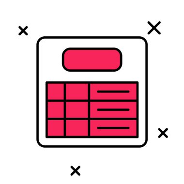 Doldurulmuş ana hat tren istasyonu simgesi beyaz arkaplanda izole edildi. Mekanik skor tabelası. Trendeki billboarddaki uçuş bilgileri. Vektör