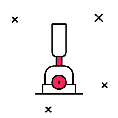 Beyaz arkaplanda izole edilmiş demiryolu simgesini değiştirmek için ok ana hatları dolduruldu. Eski demiryolu rayları. Vektör