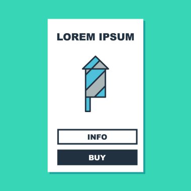 Doldurulmuş Firework roket ikonu turkuaz arka planda izole edildi. Eğlence partisi anlayışı. Patlayıcı havai fişek sembolü. Vektör