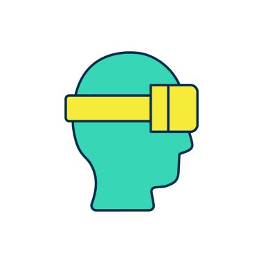 Doldurulmuş Sanal gerçeklik gözlüğü simgesi beyaz arkaplanda izole edilmiş. Stereoskopik 3D VR maskesi. Optik baş monte edildi. Vektör