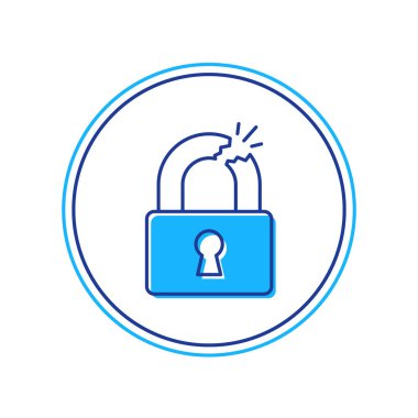 Kırık ya da kırık kilit simgesi beyaz arkaplanda izole edildi. Kilidi aç işareti. Vektör