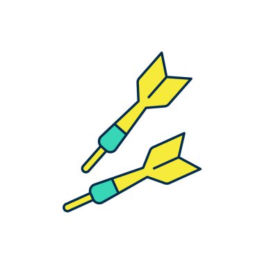 Doldurulmuş Dart ok simgesi beyaz arkaplanda izole edildi. Vektör