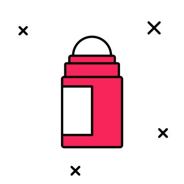 Beyaz arkaplanda izole edilmiş terleme önleyici deodorant rulo ikonu. Vücut hijyeni için kozmetik. Vektör