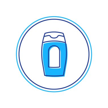 Beyaz arka planda izole edilmiş şampuan ikonu ana hatlarıyla dolu. Vektör