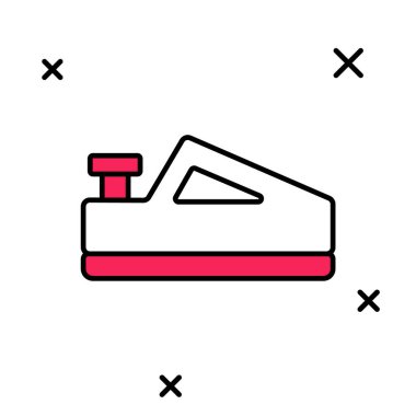 Ahşap işçilerinin el yapımı ikonu için beyaz arka planda izole edilmiş ahşap uçaklar. Ortak düzlem. Vektör