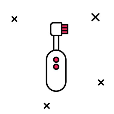 Doldurulmuş elektirikli diş fırçası simgesi beyaz arkaplanda izole edildi. Vektör