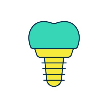 Doldurulmuş dış hat implant simgesi beyaz arkaplanda izole edildi. Vektör