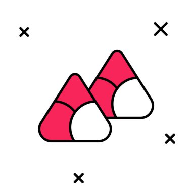 Beyaz arka planda izole edilmiş bambu buharlı buharlı ikonla Zongzi ana hatlarını doldurmuş. Lezzetli pirinç köftesi. Vektör