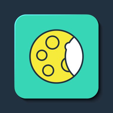 Doldurulmuş Ay evreleri simgesi mavi arkaplanda izole edildi. Turkuaz kare düğme. Vektör