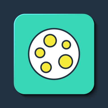 Doldurulmuş Ay simgesi mavi arkaplanda izole edildi. Turkuaz kare düğme. Vektör