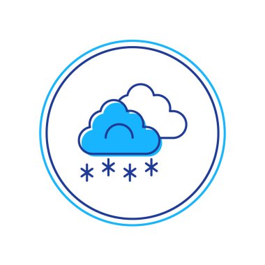 Beyaz arkaplanda izole edilmiş kar ikonu ile ana hatları doldurulmuş. Kar taneli bulut. Tek hava ikonu. Kar tabelası. Vektör