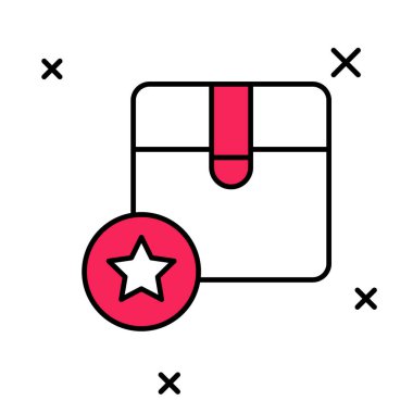 Doldurulmuş karton kutu simgesi beyaz arkaplanda izole edildi. Kutu, paket, paket işareti. Teslimat ve ambalaj. Vektör