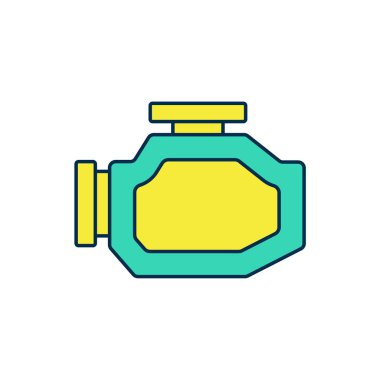 Doldurulmuş ana hatlar kontrol motoru simgesi beyaz arkaplanda izole edildi. Vektör