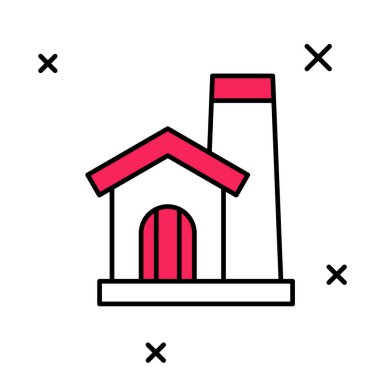 Ana hatları doldurulmuş Smithy atölye içi ikonu beyaz arka planda izole edilmiş. Vektör