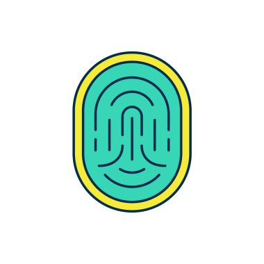 Doldurulmuş ana iz simgesi beyaz arkaplanda izole edildi. Kimlik uygulaması simgesi. Kimlik işareti. Kimliğe dokun. Vektör