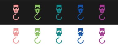 Siyah ve beyaz arkaplanda yalıtılmış bahar ölçekli simge ayarla. Tartı için denge. Ağırlığın belirlenmesi. Vektör