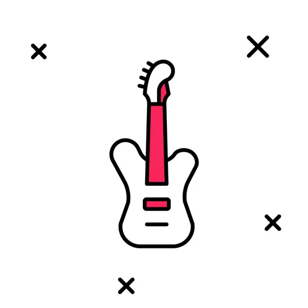Filled Outline Electric Bass Guitar Icon Isolated White Background Vector — Stock Vector