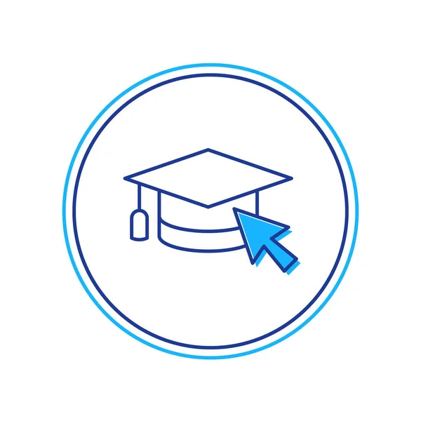 Vul Schema Graduation Cap Met Cursor Pictogram Geïsoleerd Witte Achtergrond — Stockvector