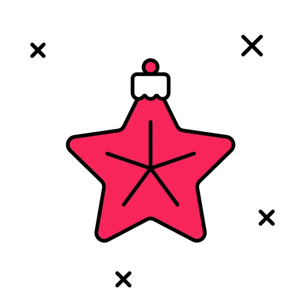 Esquema Rellenado Icono Estrella Navidad Aislado Sobre Fondo Blanco Feliz — Vector de stock