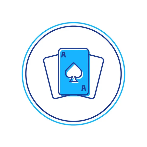 Filled Outline Playing Cards Icon Isolated White Background Casino Gambling — Stock Vector