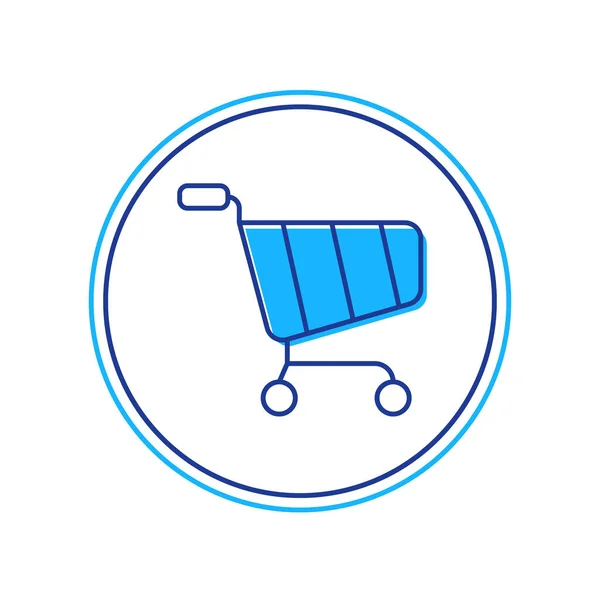 Filled Outline Shopping Cart Icon Isolated White Background Online Buying — Stock Vector