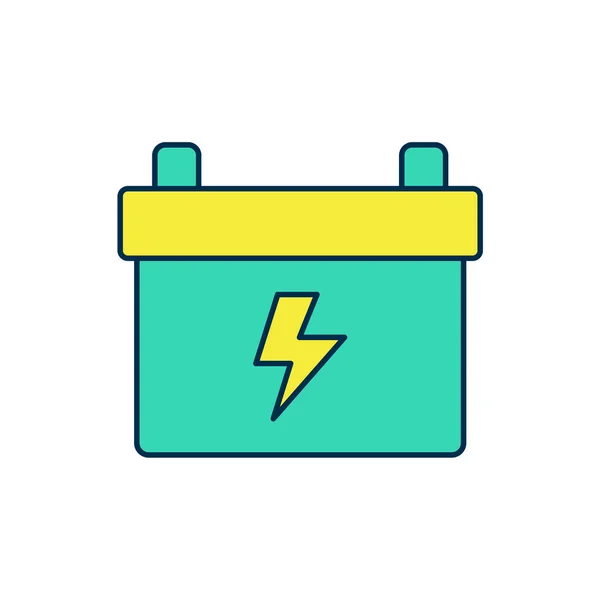 Filled Outline Car Battery Icon Isolated White Background Accumulator Battery — 图库矢量图片