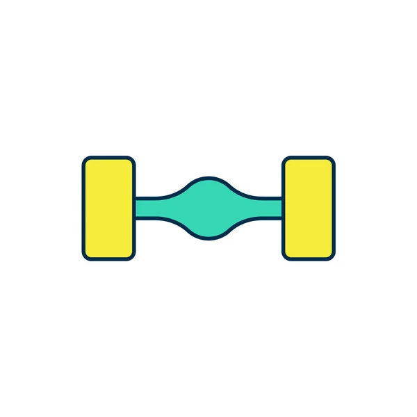 Gevulde Omtrek Chassis Auto Pictogram Geïsoleerd Witte Achtergrond Vector — Stockvector