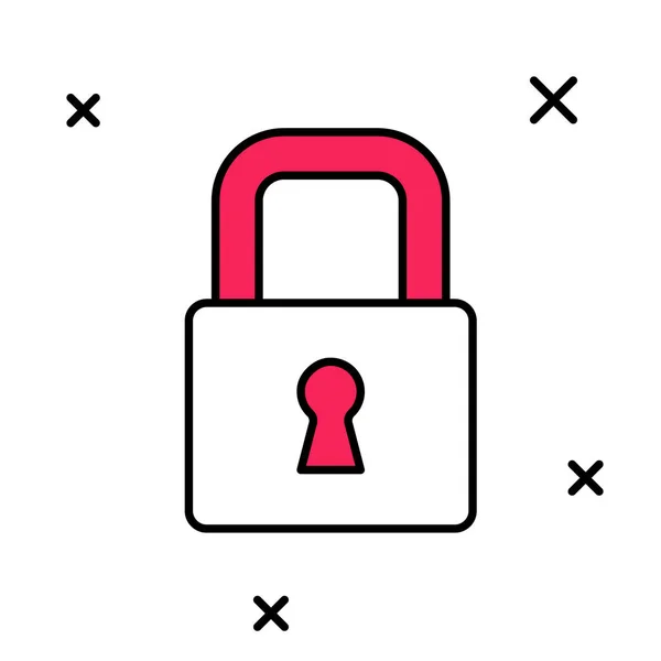 Γεμάτο Περίγραμμα Εικονίδιο Κλειδώματος Απομονωμένο Λευκό Φόντο Σύμβολο Padlock Ασφάλεια — Διανυσματικό Αρχείο