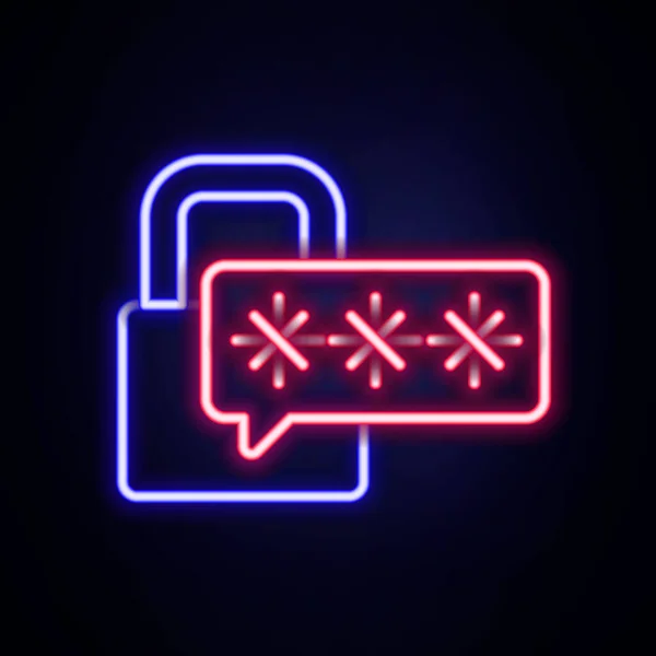 Leuchtende Neon Linie Cyber Sicherheitssymbol Isoliert Auf Ziegelwand Hintergrund Geschlossenes — Stockvektor