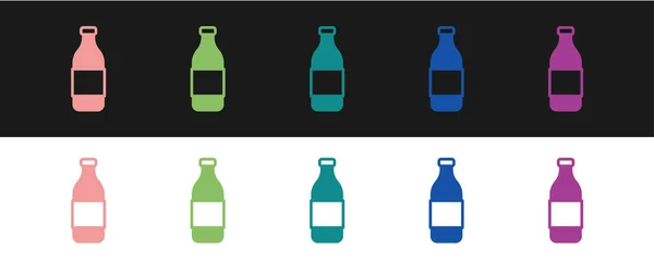 设置酒瓶图标隔离在黑色和白色背景 — 图库矢量图片